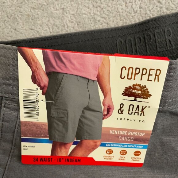 Copper & Oak Men's 34 Gray Venture Ripstop Cargo Shorts Flex Waist N0504 - Picture 7 of 11